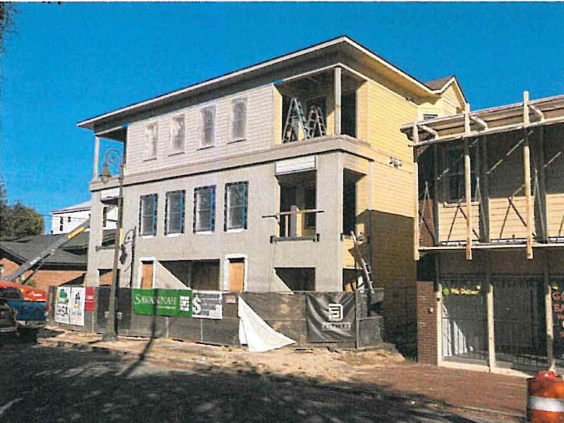 Historical construction photograph of 916 MLK apartments from a City presentation dated November 12, 2025; not a current photograph.
