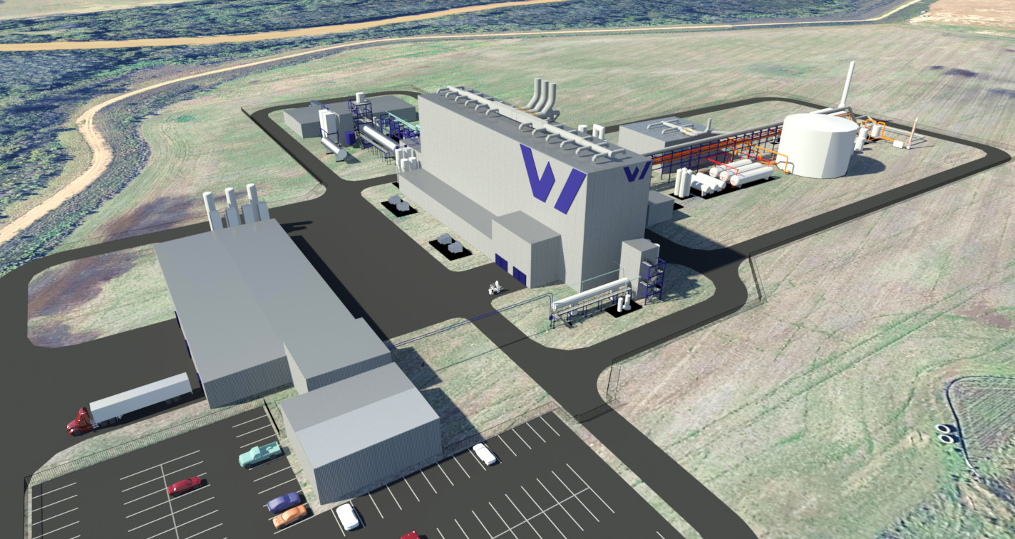 Conceptual rendering of Westwin Elements' planned commercial refinery in Natchez, Mississippi.